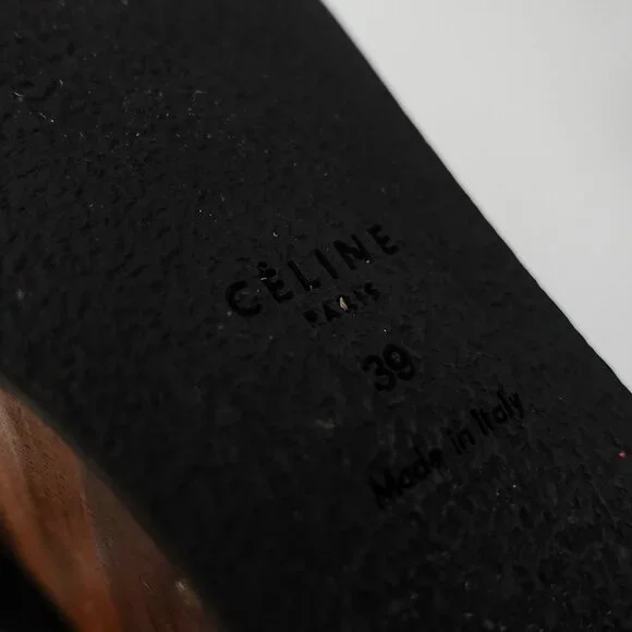 Celine Black Suede Platform Wavy Wood Block Heeled Buckle Sandal - FR 39/US 9 - Picture 11 of 12